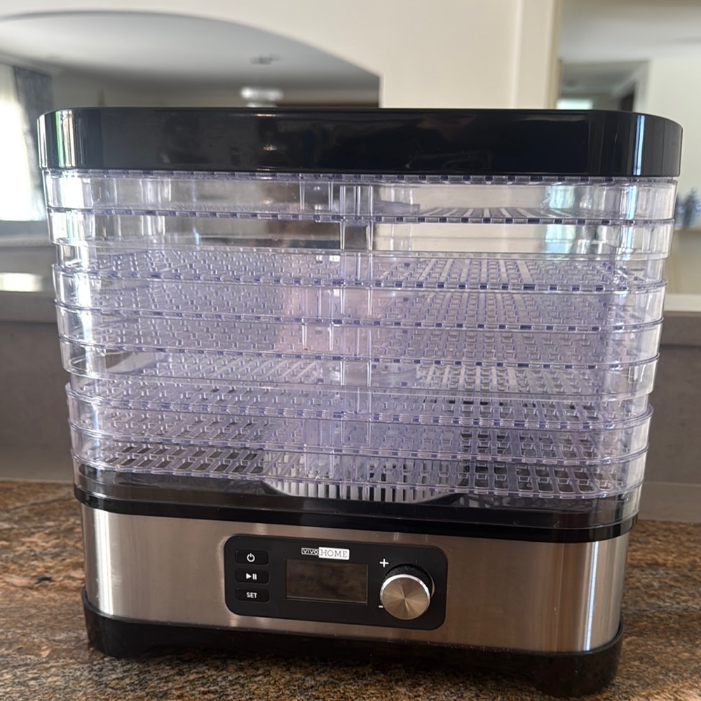 Stainless Steel Food Dehydrator with Black Accents